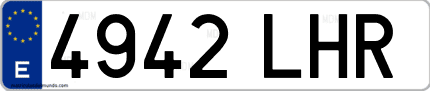 Ejemplo de matrícula de coche ordinaria 4942 LHR