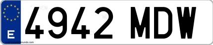 Ejemplo de matrícula española 4942 MDW