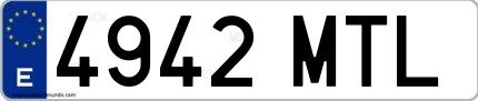 Ejemplo de matrícula española 4942 MTL