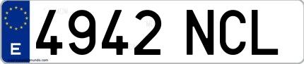 Ejemplo de matrícula española 4942 NCL