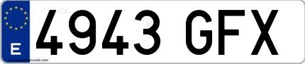 Ejemplo de matrícula española 4943 GFX
