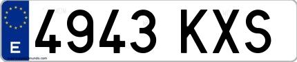 Ejemplo de matrícula española 4943 KXS