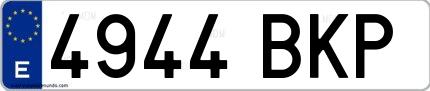 Ejemplo de matrícula española 4944 BKP