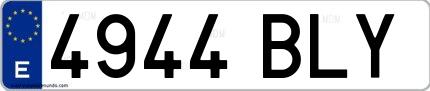 Ejemplo de matrícula española 4944 BLY