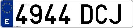 Ejemplo de matrícula española 4944 DCJ