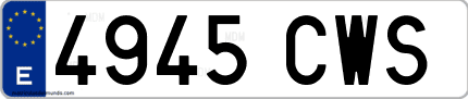 Ejemplo de matrícula de coche ordinaria 4945 CWS
