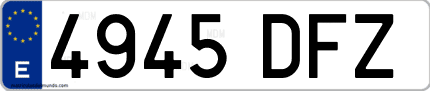 Ejemplo de matrícula de coche ordinaria 4945 DFZ