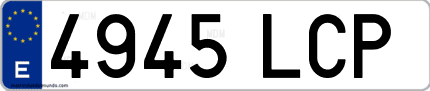 Ejemplo de matrícula de coche ordinaria 4945 LCP