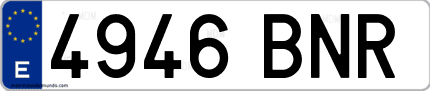 Ejemplo de matrícula de coche ordinaria 4946 BNR
