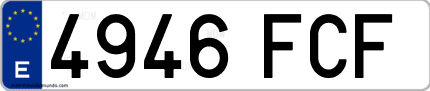 Ejemplo de matrícula de coche ordinaria 4946 FCF