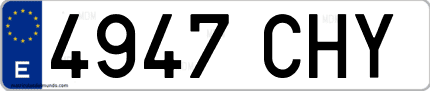 Ejemplo de matrícula de coche ordinaria 4947 CHY