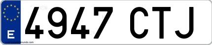 Ejemplo de matrícula española 4947 CTJ