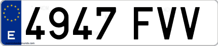 Ejemplo de matrícula de coche ordinaria 4947 FVV