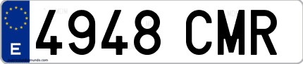 Ejemplo de matrícula de coche ordinaria 4948 CMR