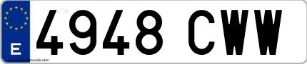 Ejemplo de matrícula española 4948 CWW