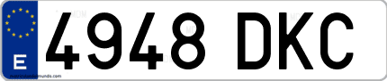 Ejemplo de matrícula de coche ordinaria 4948 DKC