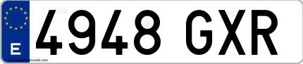 Ejemplo de matrícula española 4948 GXR