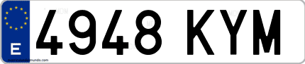 Ejemplo de matrícula de coche ordinaria 4948 KYM