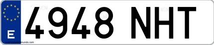 Ejemplo de matrícula española 4948 NHT