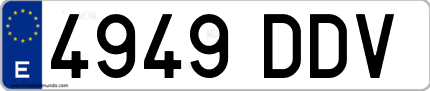 Ejemplo de matrícula de coche ordinaria 4949 DDV