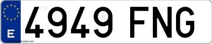 Ejemplo de matrícula española 4949 FNG