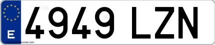 Ejemplo de matrícula española 4949 LZN