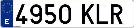 Ejemplo de matrícula de coche ordinaria 4950 KLR