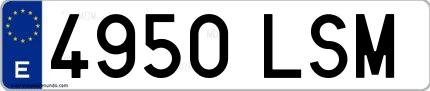 Ejemplo de matrícula española 4950 LSM