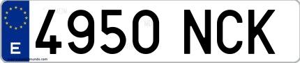 Ejemplo de matrícula española 4950 NCK