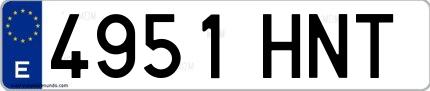 Ejemplo de matrícula española 4951 HNT
