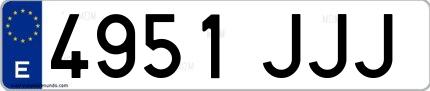Ejemplo de matrícula española 4951 JJJ