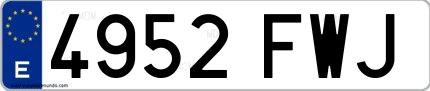 Ejemplo de matrícula española 4952 FWJ