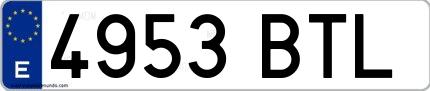 Ejemplo de matrícula española 4953 BTL