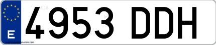 Ejemplo de matrícula española 4953 DDH