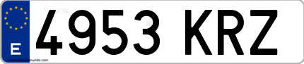 Ejemplo de matrícula de coche ordinaria 4953 KRZ