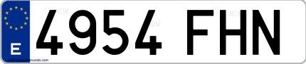 Ejemplo de matrícula española 4954 FHN