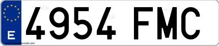 Ejemplo de matrícula española 4954 FMC