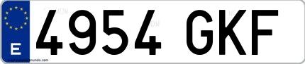 Ejemplo de matrícula española 4954 GKF