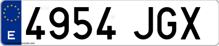 Ejemplo de matrícula de coche ordinaria 4954 JGX