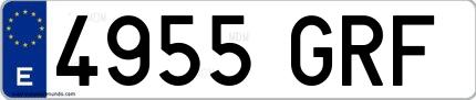 Ejemplo de matrícula española 4955 GRF
