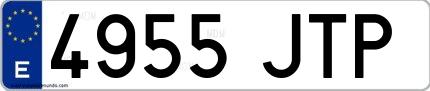 Ejemplo de matrícula española 4955 JTP