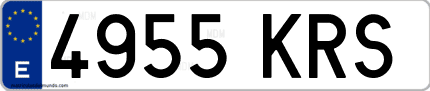 Ejemplo de matrícula de coche ordinaria 4955 KRS