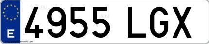 Ejemplo de matrícula española 4955 LGX