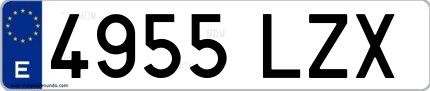 Ejemplo de matrícula española 4955 LZX