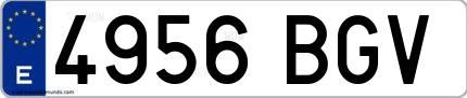Ejemplo de matrícula española 4956 BGV