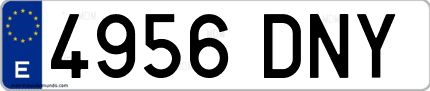 Ejemplo de matrícula de coche ordinaria 4956 DNY