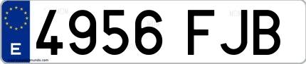 Ejemplo de matrícula española 4956 FJB