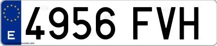 Ejemplo de matrícula española 4956 FVH