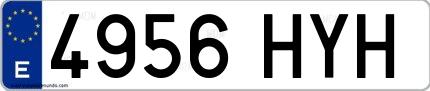 Ejemplo de matrícula española 4956 HYH