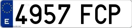 Ejemplo de matrícula española 4957 FCP